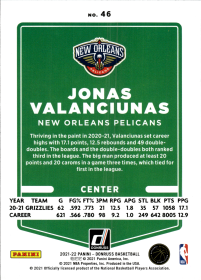 Jonas Valanciunas - Panini Donruss Base Set 2021-22, Nr. 46