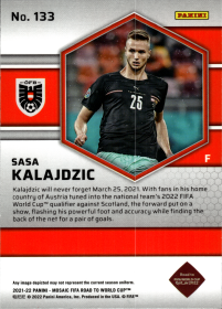 Sasa Kalajdzic - Panini Mosaic FIFA Road to World Cup Base Set 2021-22, Nr. 133 – Rookie Card