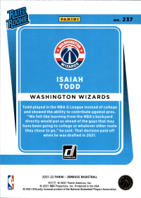 Isaiah Todd - Panini Donruss Rated Rookie 2021-22, Nr. 237
