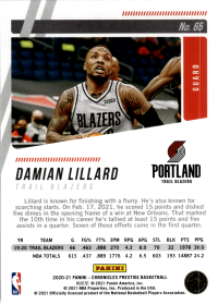 Damian Lillard - Panini Chronicles Prestige 2020-21, Nr. 65