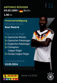 Antonio Rüdiger - Panini FIFA World Cup DFB-Sammelkarten 2026, Nr. 11