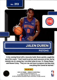 Jalen Duren - Panini Donruss Rated Rookie 2022-23, Nr. 213 – Rookie Card