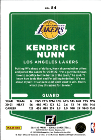 Kendrick Nunn - Panini Donruss Base Set 2021-22, Nr. 84