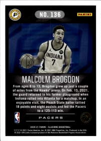 Malcolm Brogdon - Panini Illusions Base Set 2020-21, Nr. 136 – Trophy Collection Pink