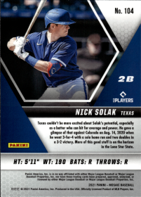Nick Solak - Panini Mosaic Base Set 2021, Nr. 104