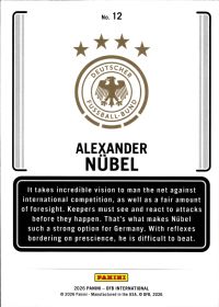 Alexander Nübel - Panini DFB International Adler 2026, Nr. 12 – Insert