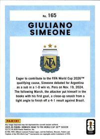 Giuliano Simeone - Panini Donruss FIFA Road to World Cup Base Set 2025-26, Nr. 165 – Bronze