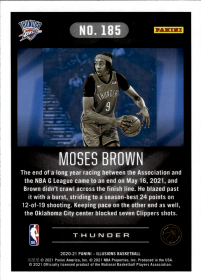 Moses Brown - Panini Illusions Base Set 2020-21, Nr. 185 – Rookie Card
