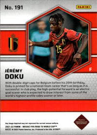 Jérémy Doku - Panini Mosaic FIFA Road to World Cup Base Set 2021-22, Nr. 191