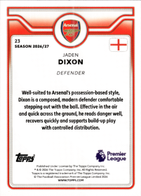 Jaden Dixon - Topps Flagship Premier League Base Set 2026-27, Nr. 23 – Rookie Card