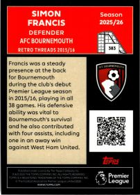 Simon Francis - Topps Match Attax Premier League Retro Threads 2025-26, Nr. 383
