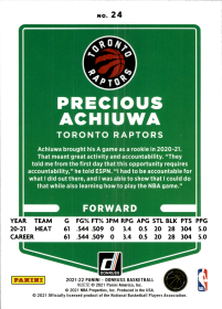 Precious Achiuwa - Panini Donruss Base Set 2021-22, Nr. 24