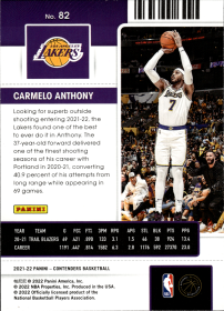 Carmelo Anthony - Panini Contenders Season Ticket 2021-22, Nr. 82