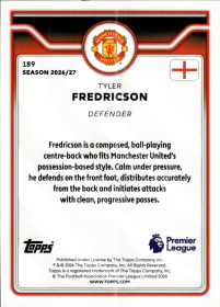 Tyler Fredricson - Topps Flagship Premier League Base Set 2026-27, Nr. 189 – Rookie Card