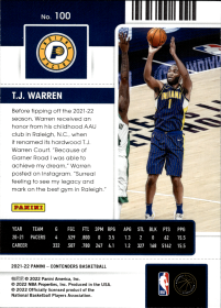 T.J. Warren - Panini Contenders Season Ticket 2021-22, Nr. 100