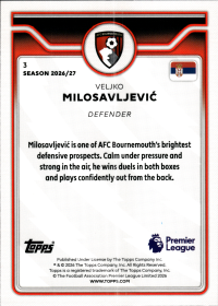 Veljko Milosavljević - Topps Flagship Premier League Future Stars 2026-27, Nr. 3