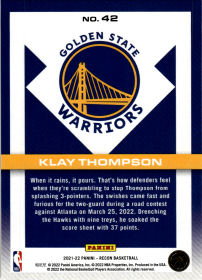 Klay Thompson - Panini Recon Base Set 2021-22, Nr. 42