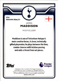 James Maddison - Topps Flagship Premier League Base Set 2026-27, Nr. 256