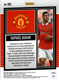 Raphaël Varane - Panini Score FIFA Base Set 2022-23, Nr. 193