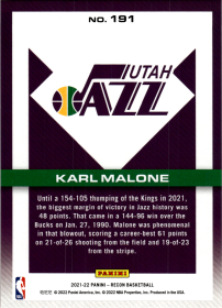 Karl Malone - Panini Recon Base Set 2021-22, Nr. 191
