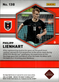 Philipp Lienhart - Panini Mosaic FIFA Road to World Cup Base Set 2021-22, Nr. 138 – Rookie Card