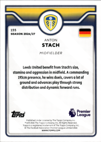 Anton Stach - Topps Flagship Premier League Base Set 2026-27, Nr. 155