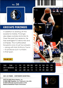 Kristaps Porzingis - Panini Contenders Season Ticket 2021-22, Nr. 38