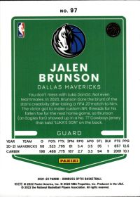 Jalen Brunson - Panini Donruss Optic Base Set 2021-22, Nr. 97