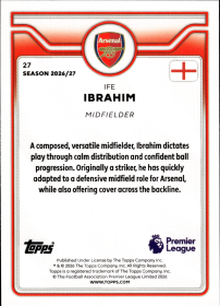 Ife Ibrahim - Topps Flagship Premier League Base Set 2026-27, Nr. 27 – Rookie Card