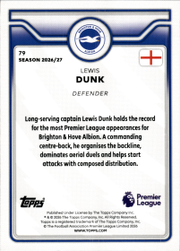 Lewis Dunk - Topps Flagship Premier League Base Set 2026-27, Nr. 79
