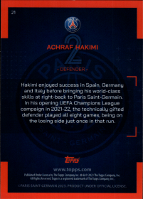 Achraf Hakimi - Topps Paris Saint-Germain Official Team Set 2023-24, Nr. 21