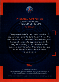 Presnel Kimpembe - Topps Paris Saint-Germain Official Team Set 2023-24, Nr. 27