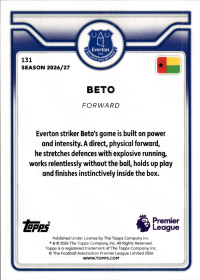 Beto - Topps Flagship Premier League Base Set 2026-27, Nr. 131