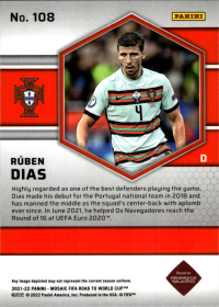Rúben Dias - Panini Mosaic FIFA Road to World Cup Base Set 2021-22, Nr. 108