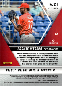 Adonis Medina - Panini Mosaic Base Set 2021, Nr. 231 – Rookie Card, Reactive Blue