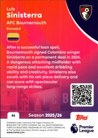 Luis Sinisterra - Topps Match Attax Premier League Base Set 2025-26, Nr. 46