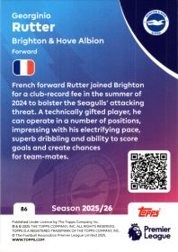 Georginio Rutter - Topps Match Attax Premier League Base Set 2025-26, Nr. 86
