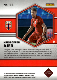 Kristoffer Ajer - Panini Mosaic FIFA Road to World Cup Base Set 2021-22, Nr. 55 – Rookie Card