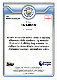 Ryan McAidoo - Topps Flagship Premier League Base Set 2026-27, Nr. 186 – Rookie Card