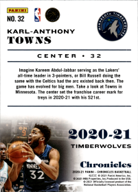 Karl-Anthony Towns - Panini Chronicles Base Set 2020-21, Nr. 32