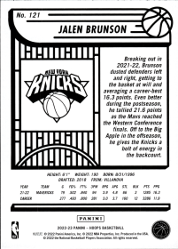 Jalen Brunson - Panini Hoops Base Set 2022-23, Nr. 121