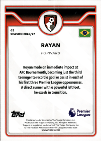 Rayan - Topps Flagship Premier League Base Set 2026-27, Nr. 61 – Rookie Card