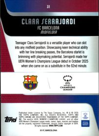 Clara Serrajordi - Topps Chrome UEFA Women's Champions League Base Set 2025-26, Nr. 31 – Rookie Card