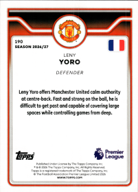 Leny Yoro - Topps Flagship Premier League Base Set 2026-27, Nr. 190