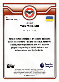 Yehor Yarmoliuk - Topps Flagship Premier League Base Set 2026-27, Nr. 71