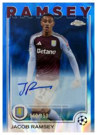 Jacob Ramsey - Topps Chrome UEFA Club Competitions Chrome Autographs 2024-25, Nr. CA-JR – Autogramm, Nummeriert, Blue Refractor