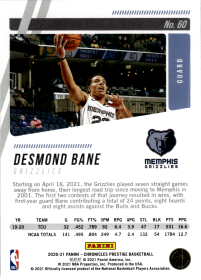 Desmond Bane - Panini Chronicles Prestige 2020-21, Nr. 60