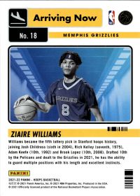 Ziaire Williams - Panini Hoops Arriving Now 2021-22, Nr. 18