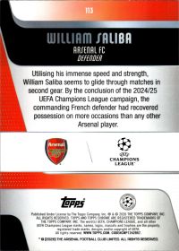William Saliba - Topps Chrome UEFA Club Competitions Base Set 2025-26, Nr. 113
