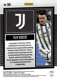 Filip Kostić - Panini Score FIFA Base Set 2022-23, Nr. 168